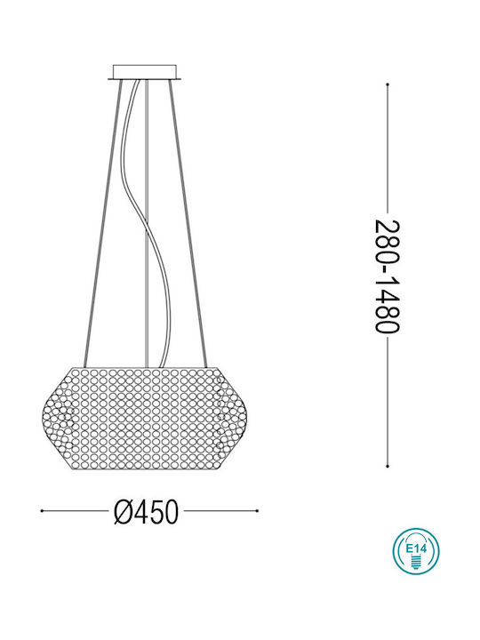 Ideal Lux Πολυέλαιος με Κρύσταλλα Χρυσός 082172 - second view